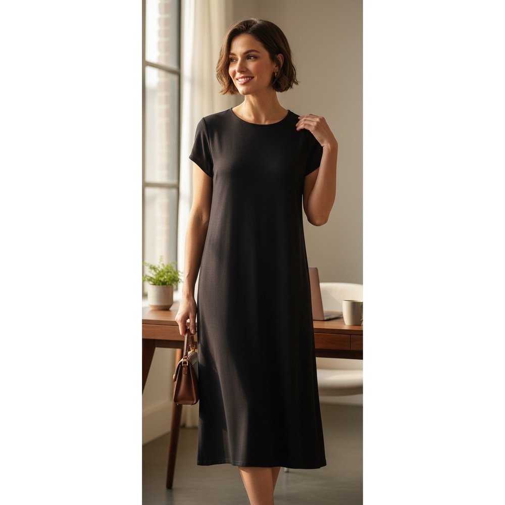 Ann Taylor black Short Sleeve Maxi Dress Keyhole Back Rayon Blend Size 6 - Picture 1 of 8
